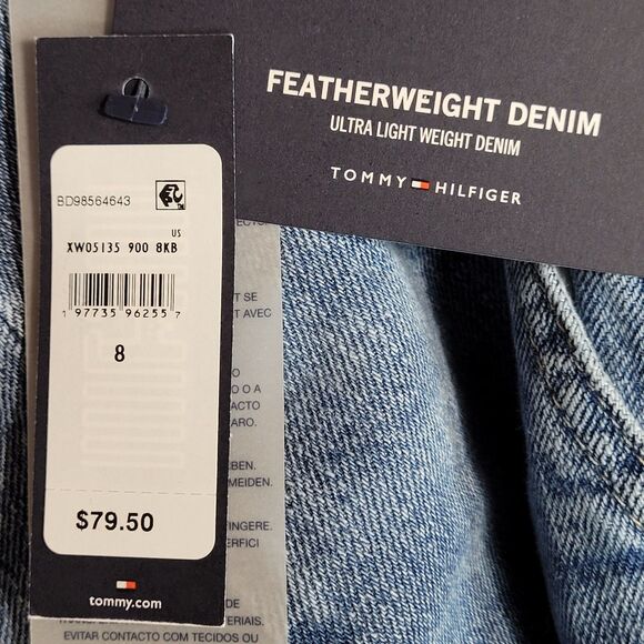 NEW Tommy Hilfiger Blue Jean Skirt Womens 8 Fit & Flare Button Midi Pockets - Picture 8 of 9